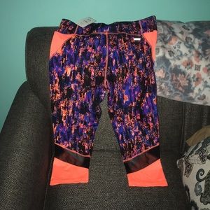 Colorful workout leggings with mesh stripes